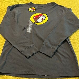 Buc-ee’s Gray Long Sleeve Shirt with Cartoon Logo